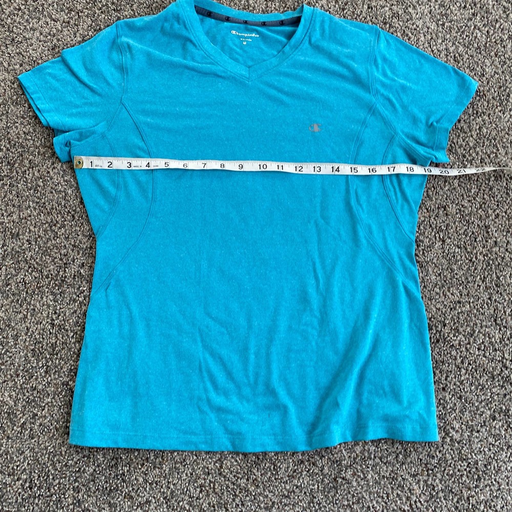 Women's Champion Teal V-neck T-Shirt - Medium - Picture 5 of 5